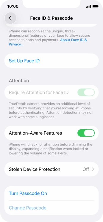 Press Turn Passcode On and key in a phone lock code of your own choice twice.