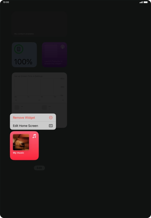 Press the required widget.