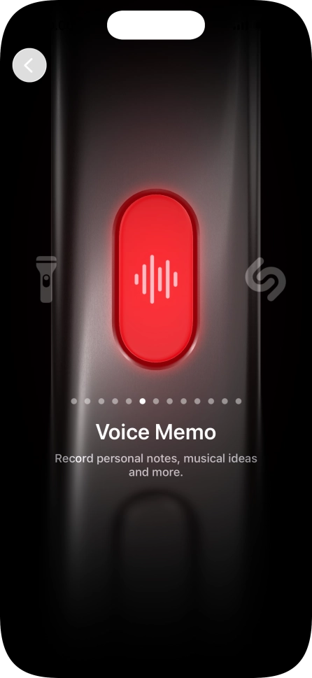 Slide your finger right or left on the screen to select the required function.