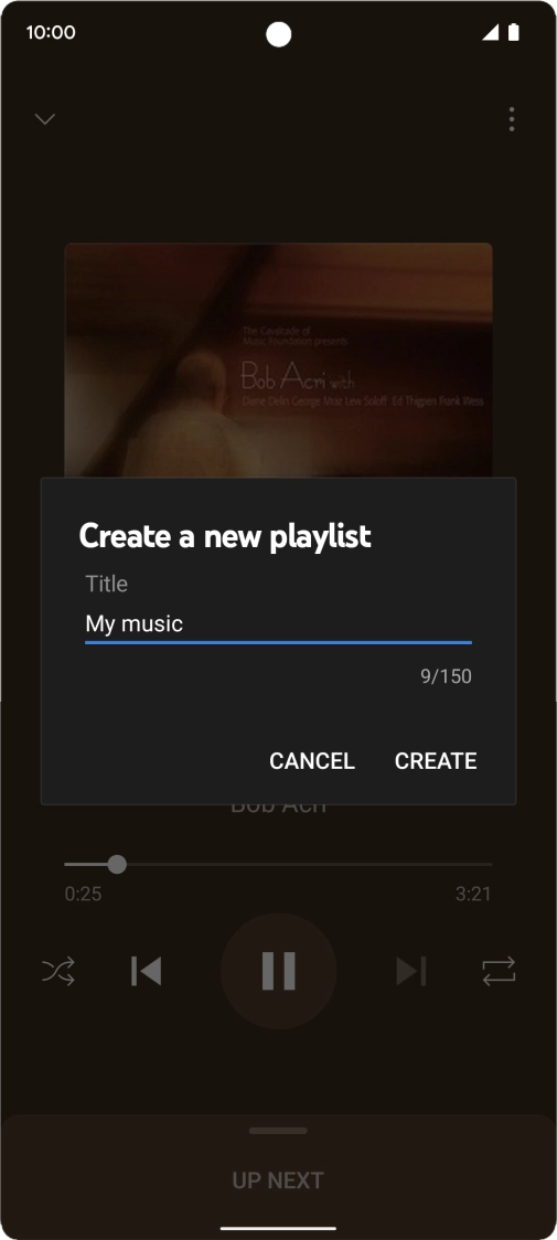 Key in a name for the playlist and press CREATE.