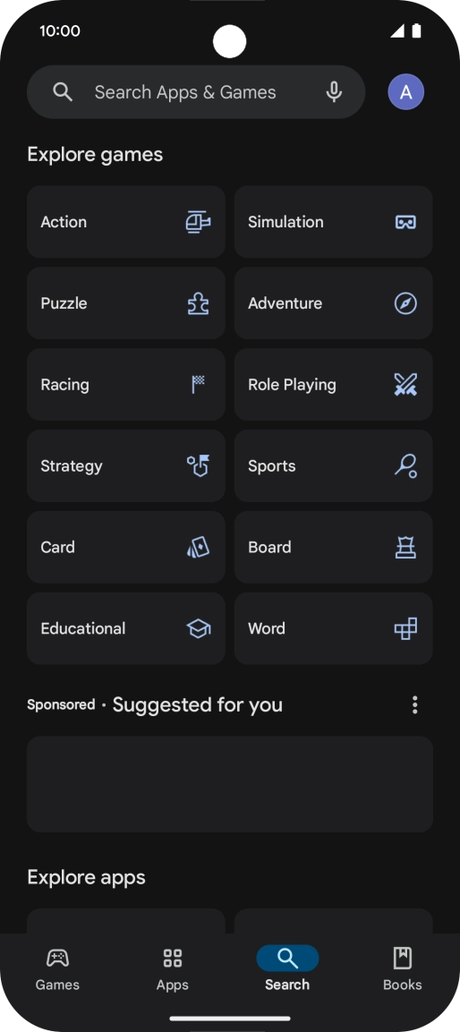 Press the search field.