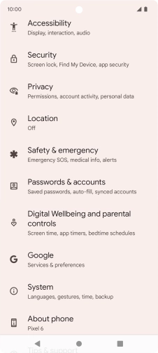 Press Passwords & accounts.
