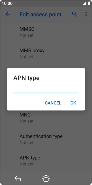 Key in default and press OK.