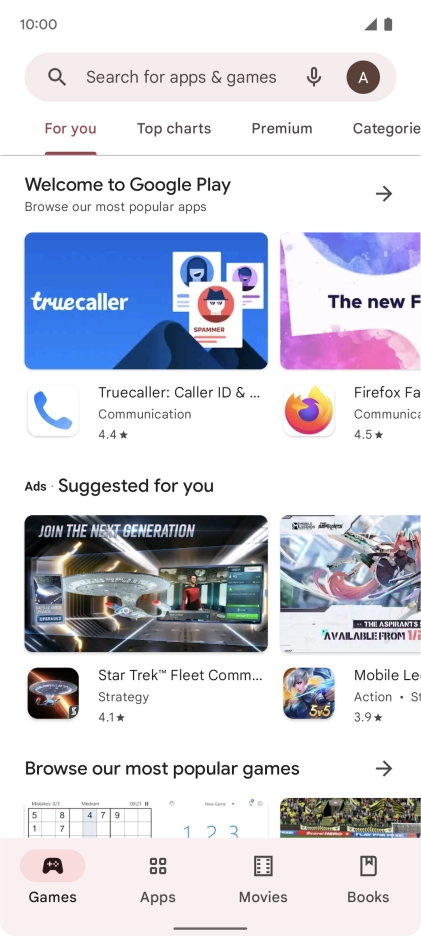 Press the search field.