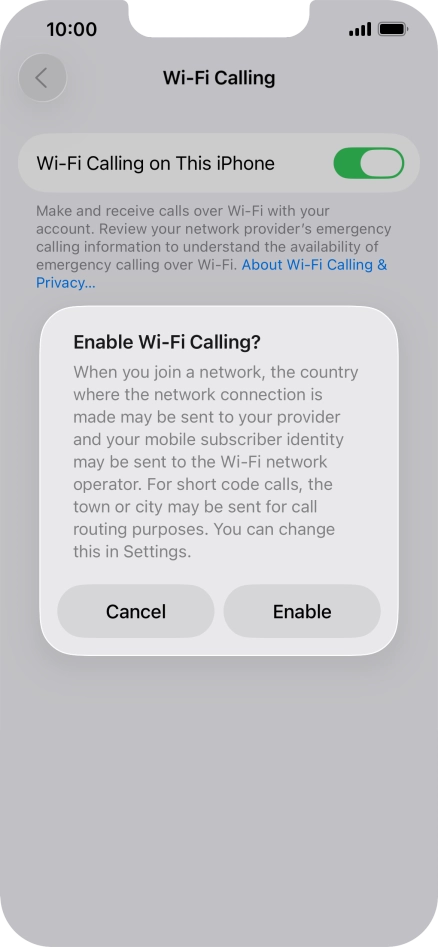 If you turn on the function, press Enable.