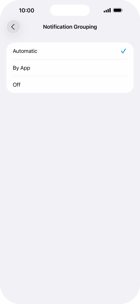 Press the required setting.