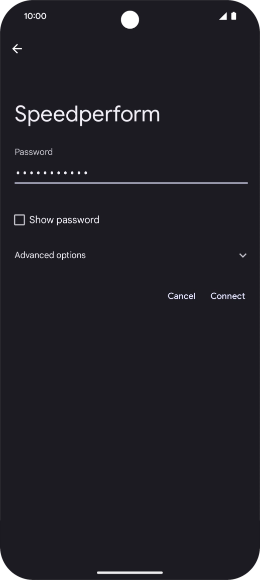 Key in the password for the Wi-Fi network and press Connect.