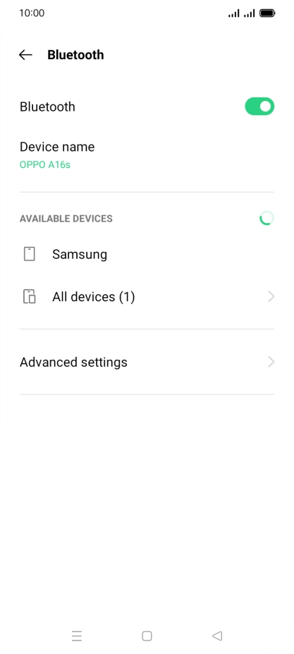 Press the required Bluetooth device and follow the instructions on the screen to pair the device with your phone.
