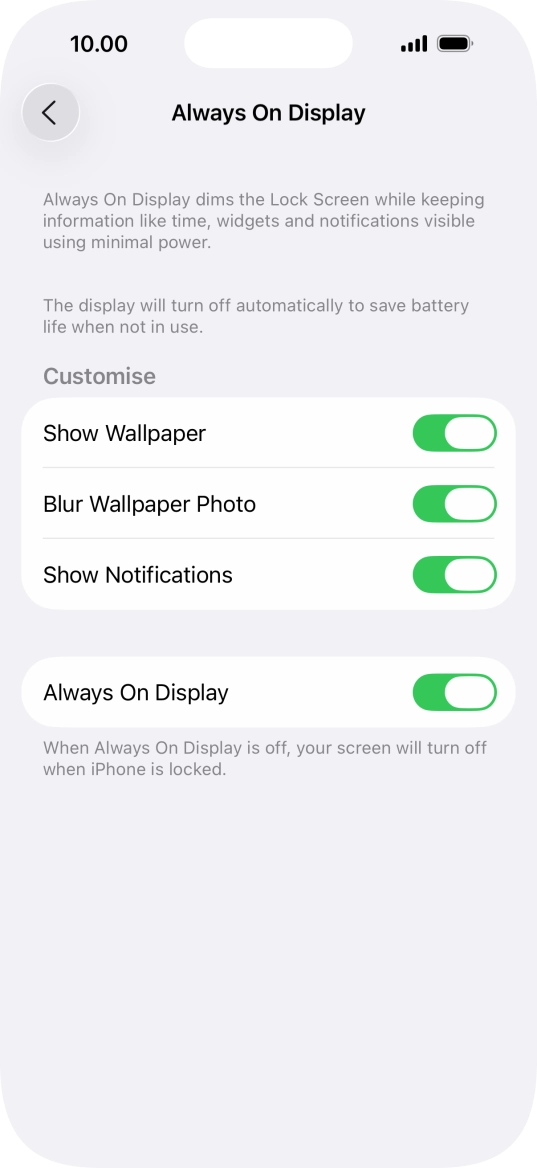 Press the indicator next to 