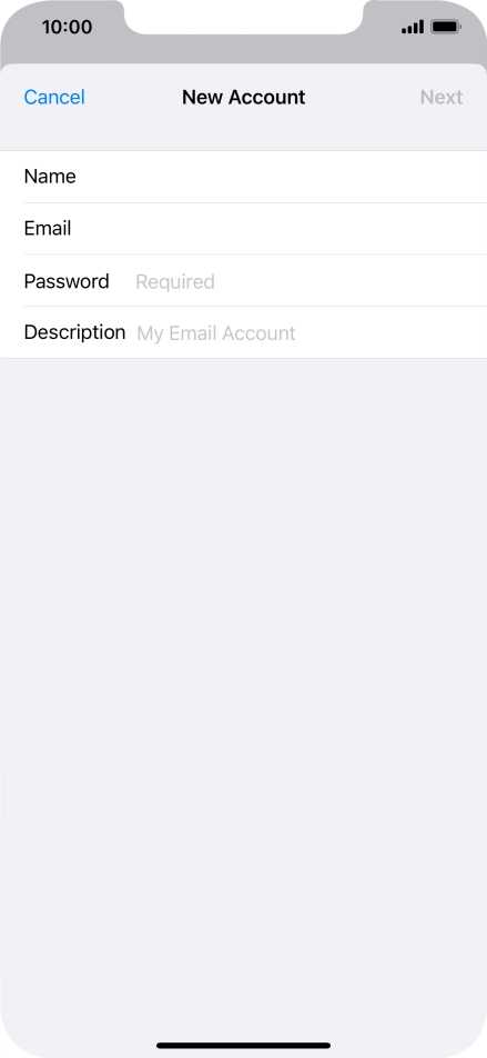 Press Password and key in the password for your email account.