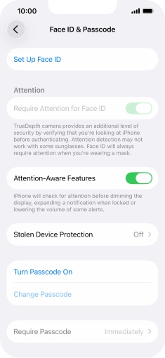 Press Turn Passcode On and key in a phone lock code of your own choice twice.