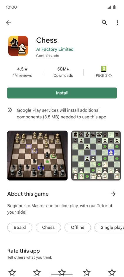 Press Install and follow the instructions on the screen to install the app.