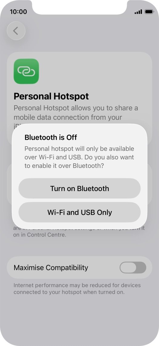 If Wi-Fi is turned on, press Wi-Fi and USB Only.