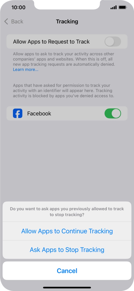 If you turn off the function, press the required setting.