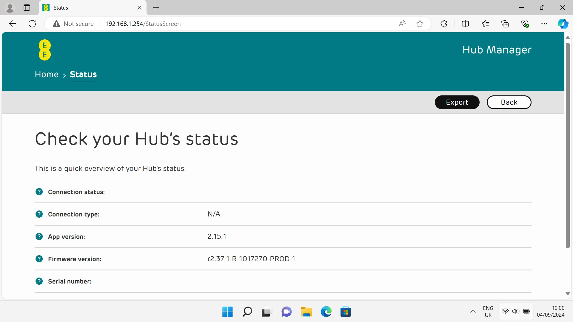 In Status, you can view various information about your modem.