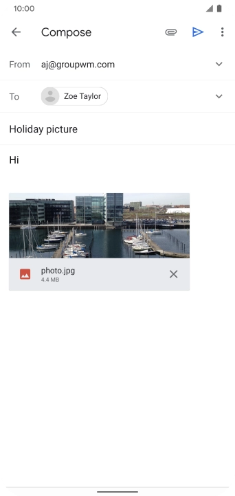 Press the send icon when you've finished your email.