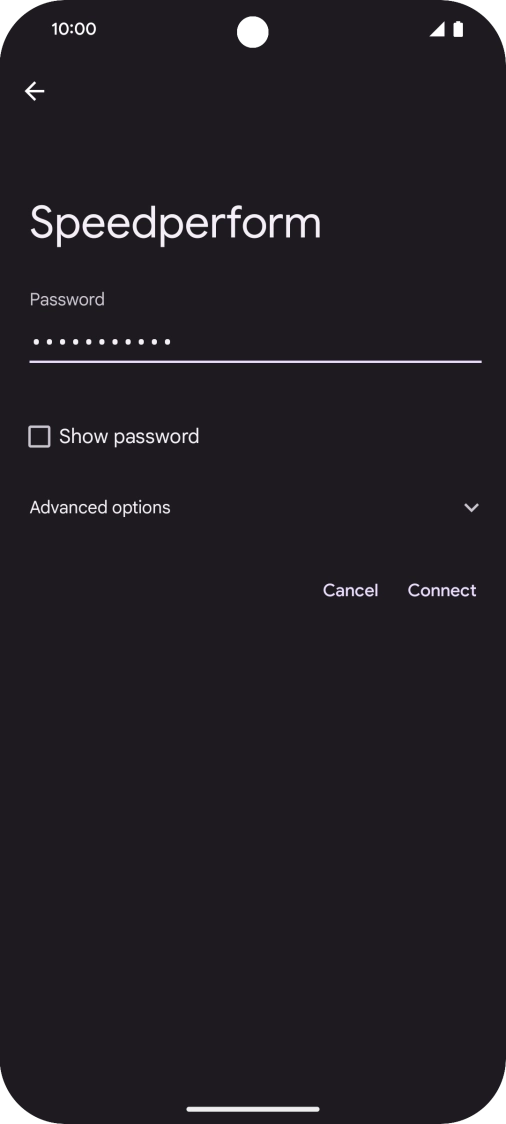Key in the password for the Wi-Fi network and press Connect.