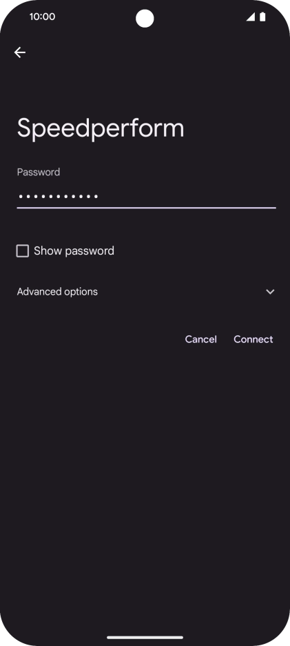 Key in the password for the Wi-Fi network and press Connect.