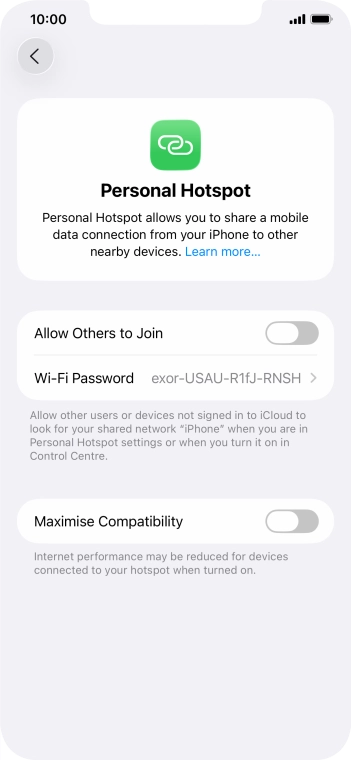 Press Wi-Fi Password and key in the required password.