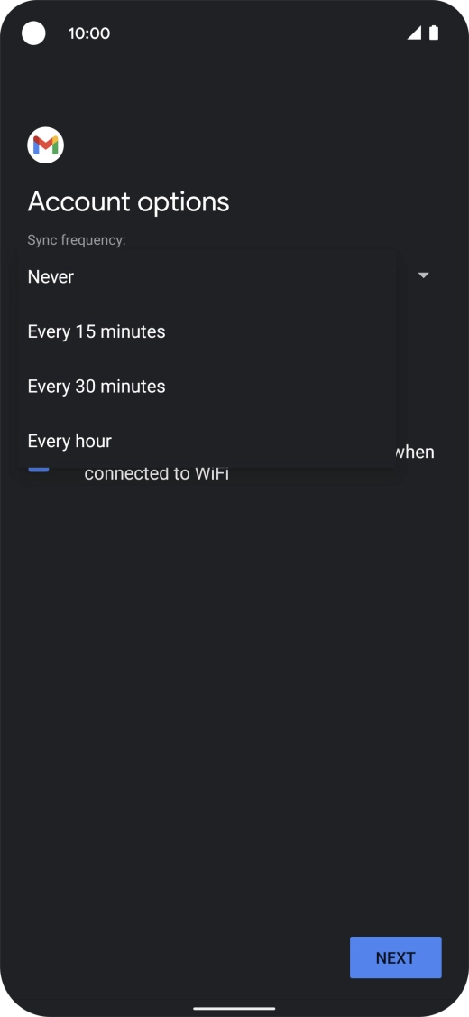 Press the required setting.