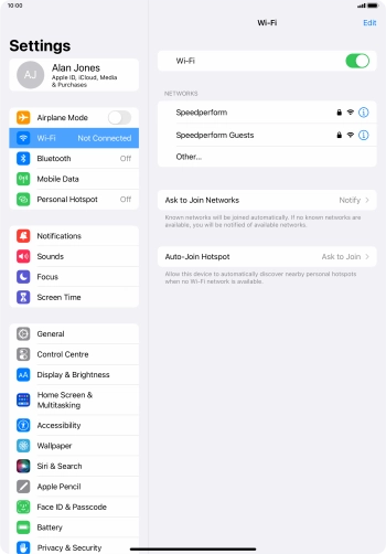 Press the required Wi-Fi network and key in the password for the Wi-Fi network.