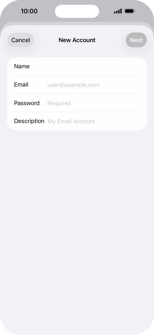 Press Password and key in the password for your email account.