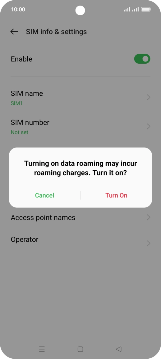 If you turn on the function, press Turn On.