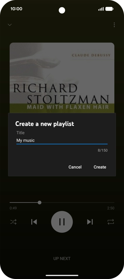 Key in a name for the playlist and press Create.