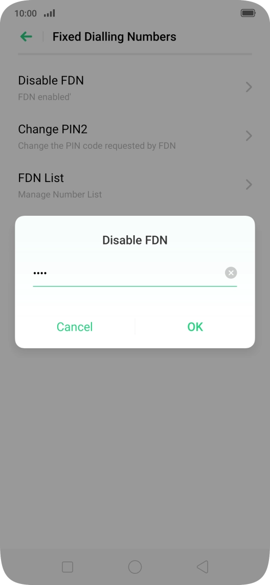Key in your PIN2 and press OK. The default PIN2 is 0000.