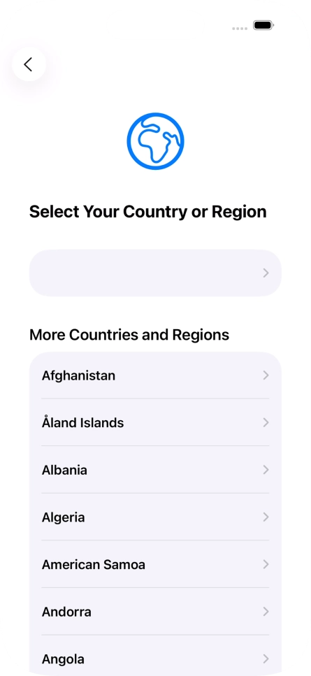 Press the required country or area.