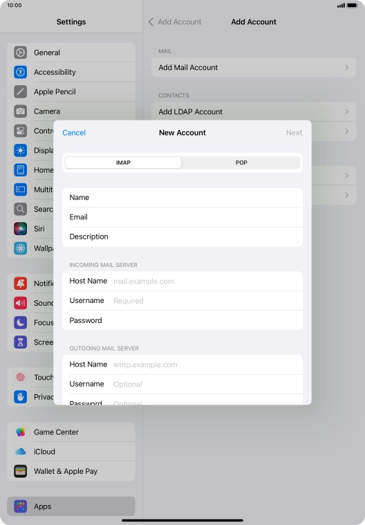 Press IMAP.
