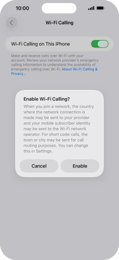 If you turn on the function, press Enable.