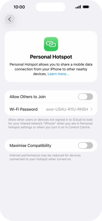 Press Wi-Fi Password and key in the required password.