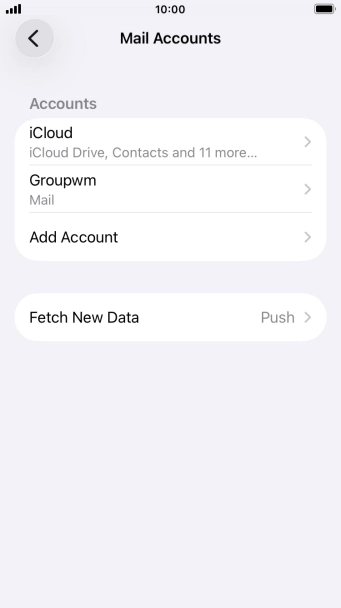 Press the name of the email account you've just set up.