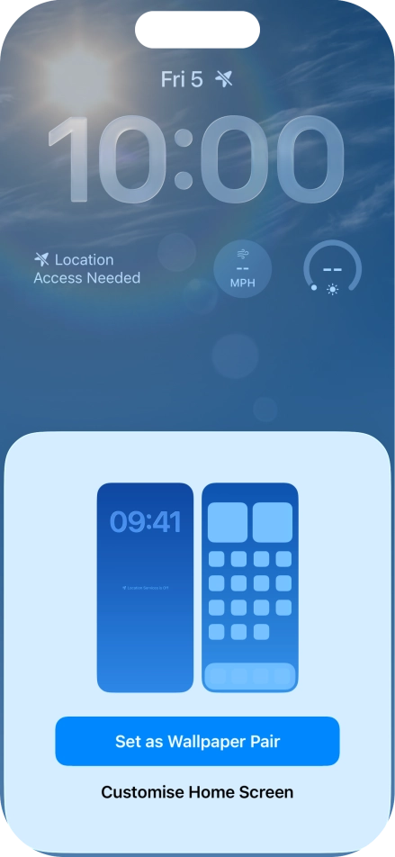 To use the same colour theme on the home screen, press Set as Wallpaper Pair.