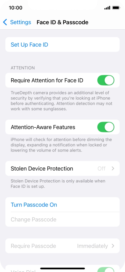 Press Turn Passcode On and key in a phone lock code of your own choice twice.
