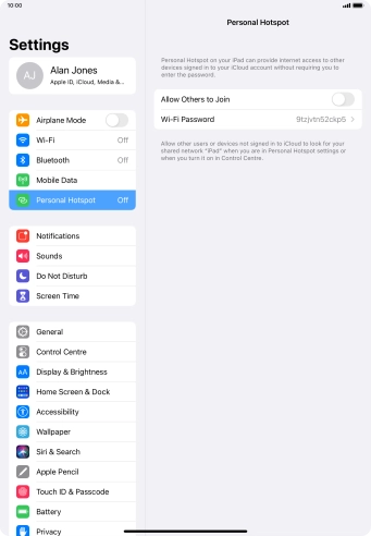 Press Wi-Fi Password and key in the required password.