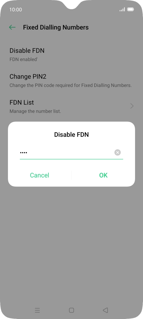 Key in your PIN2 and press OK. The default PIN2 is 0000.