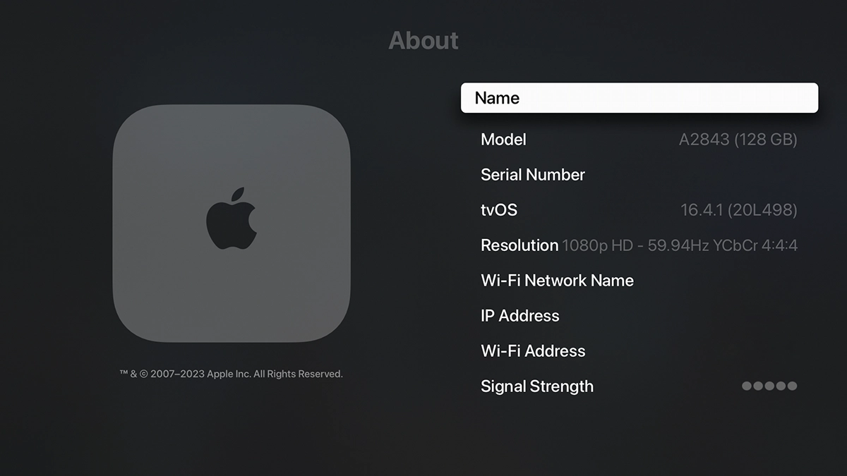 The set-top box information is displayed.