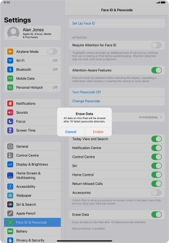 If you turn on the function, press Enable.