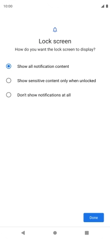 Press the required setting.