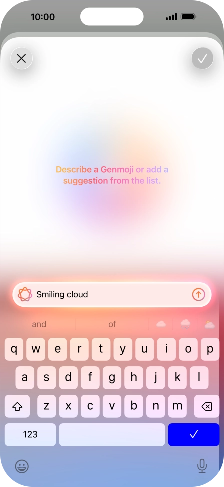 Write in your own words what you would like your Genmoji to look like, and press arrow up.