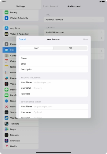 Press IMAP.