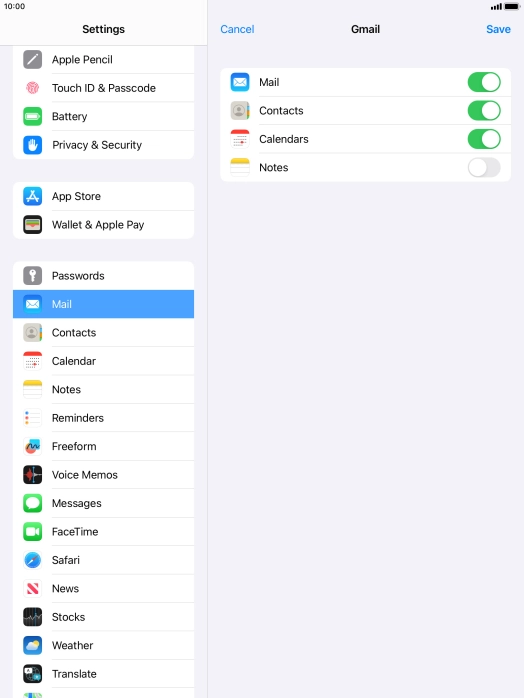 If this screen is displayed, you email account has been recognised and set up automatically. Follow the instructions on the screen to key in more information and finish setting up your tablet.