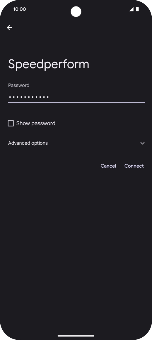 Key in the password for the Wi-Fi network and press Connect.