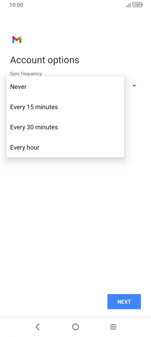 Press the required setting.