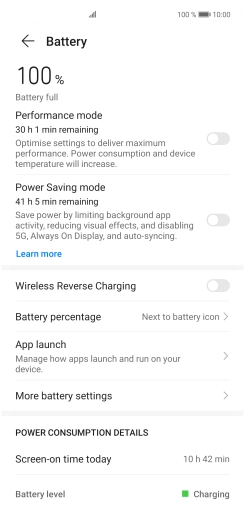 Press the indicator next to the required setting to turn on the function.