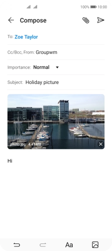 Press the send icon when you've finished your email.