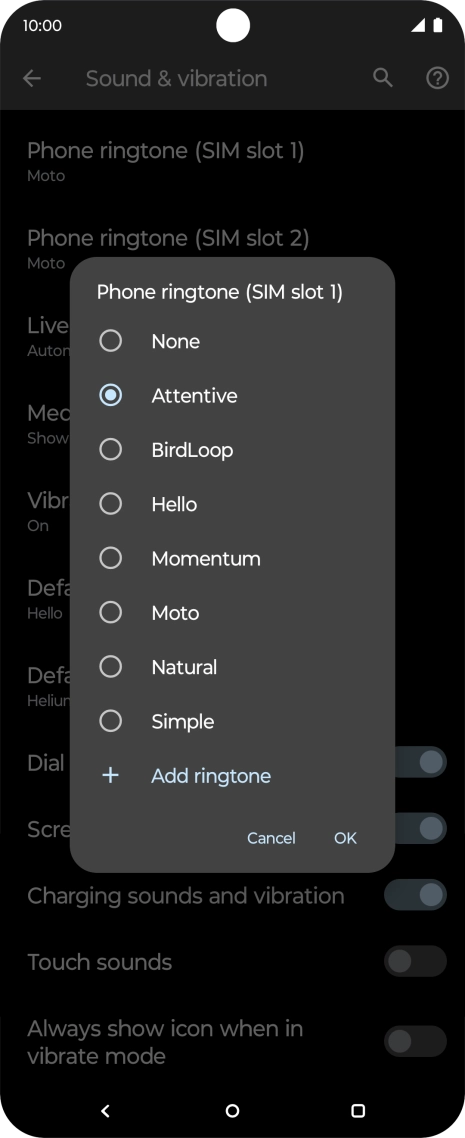 Once you've found a ring tone you like, press OK.