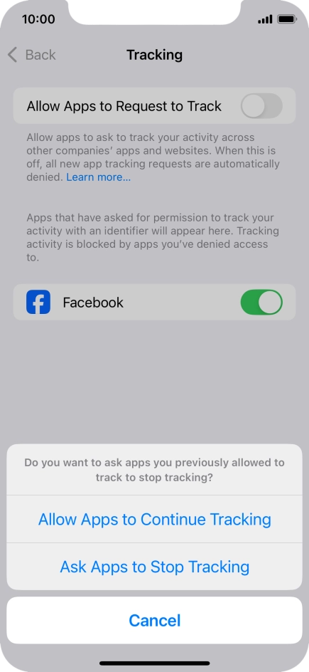 If you turn off the function, press the required setting.
